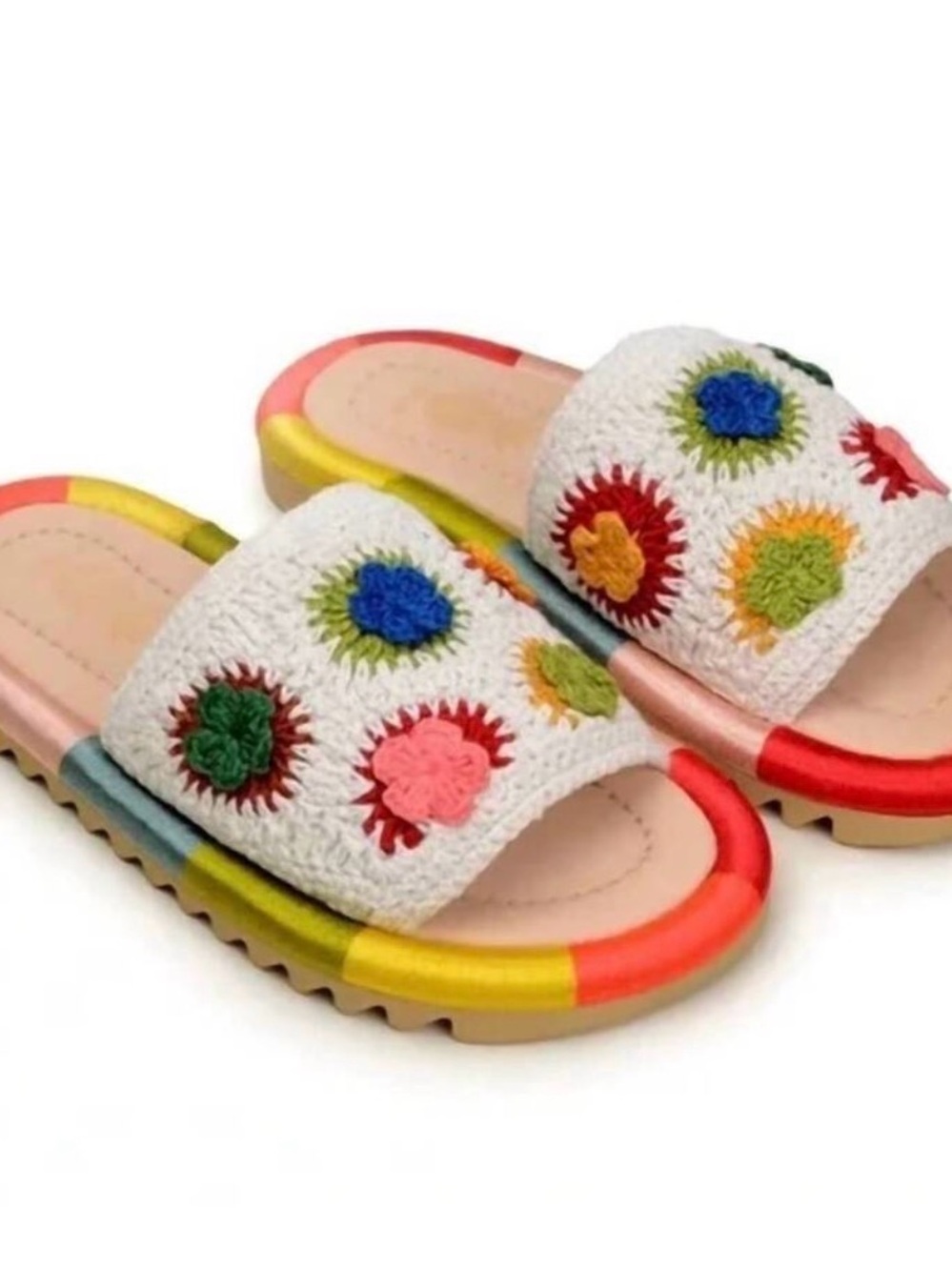Farm Rio Sunset Crochet Slide Sandals - SZ 8